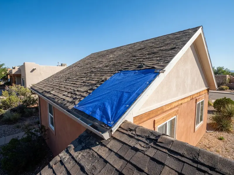 Curling asphalt shingles on Los Lunas roof Curling asphalt shingles on Los Lunas roof