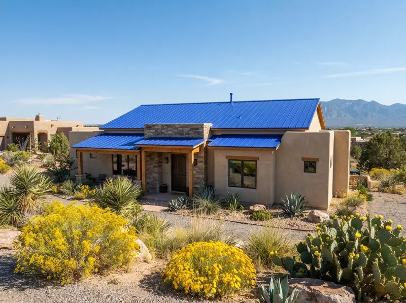 Blue metal roofing installation in NM Blue metal roofing installation in NM